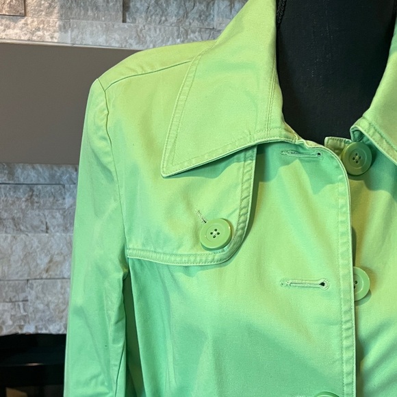 Talbots Green Belted short Trench style coat size 10 - Picture 4 of 15